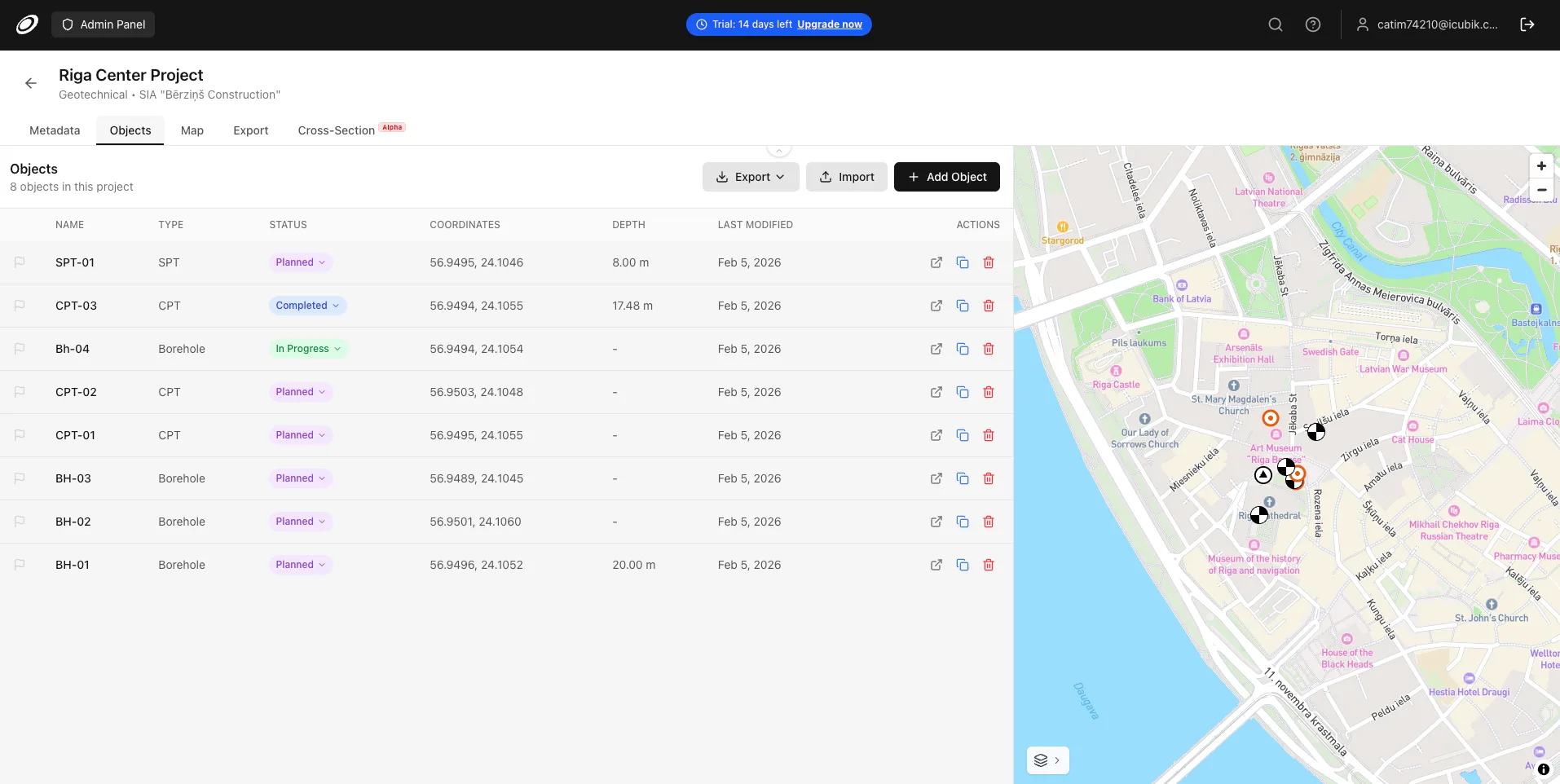 Objects Tab Interface Overview